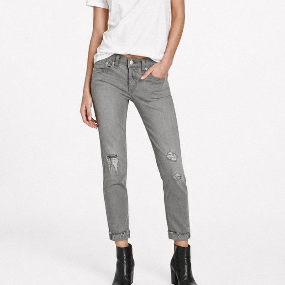 Rag & Bone Jean Womens 25 Surrey W‎ Hol Distressed Grey Skinny Jeans